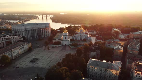 St. Michael's Golden-Domed Monastery in Kyiv, Ukraine. Aerial View