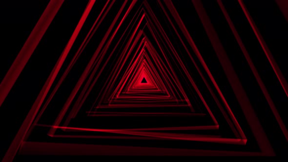 Red Low Poly Grid Triangle Tunnel Animation