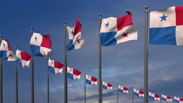 The Panama Flags Waving In The Wind  4K