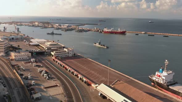 Drone View on the Port of Haifa