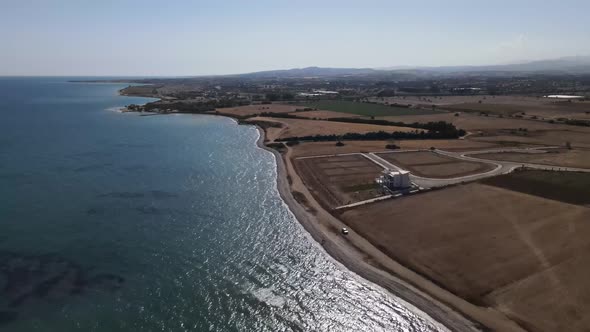 Cyprus beach at daytime. Mediterranean Sea. Beautiful views of the coast. Larnaca District.