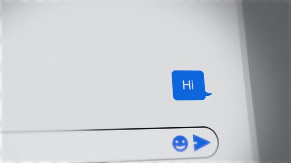 Hi - text message in chat - pops on screen of mobile phone or computer