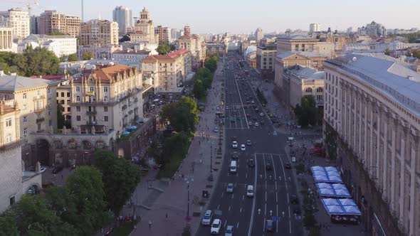 Aerial View of Cityscape with Road and Trees