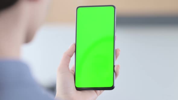 Close Up of Smartphone with Green Chroma Screen