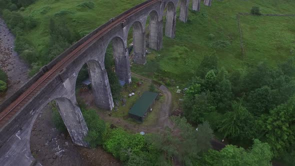Aerial view of view of Glenfinnan Viaduct