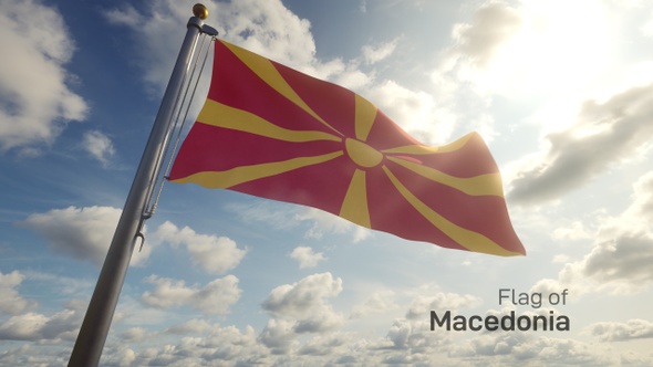 Macedonia Flag on a Flagpole