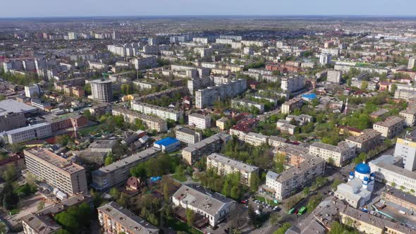 4k Aerial View Of The Houses Of The City Of Zhytomyr