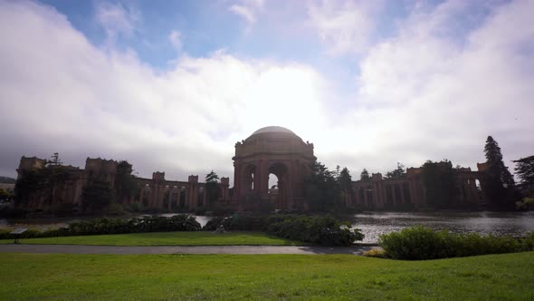 The Palace of Fine Arts and cloudsing fast