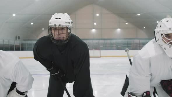 Hockey Players Standing In Line