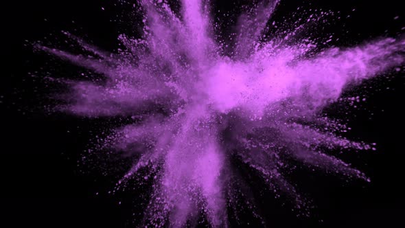 Super Slowmotion Shot of Violet Powder Explosion at 1000Fps