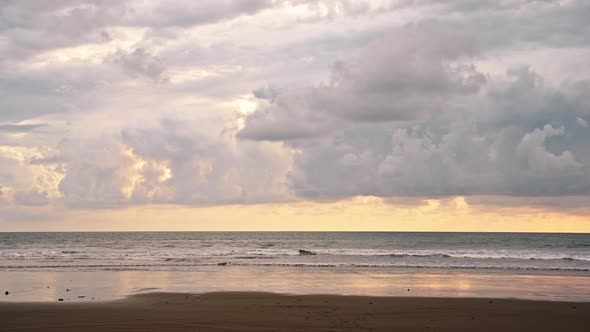 Costa Rica Beach Landscape Background with Copyspace at Sunset on Pacific Coast, Coastal Scenery wit