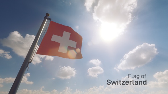 Switzerland Flag on a Flagpole V2