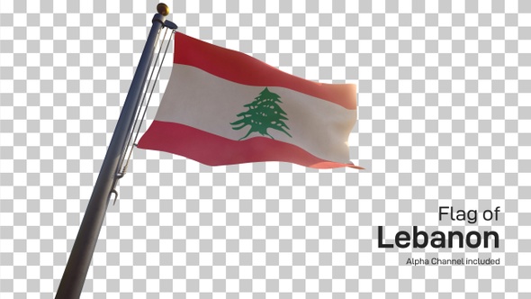 Lebanon Flag on a Flagpole with Alpha-Channel