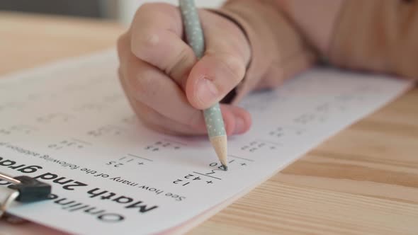 Pupil Solving Few Math Problems