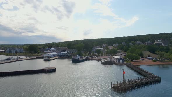 Aerial view of Bayfield Wisconsin during summer time