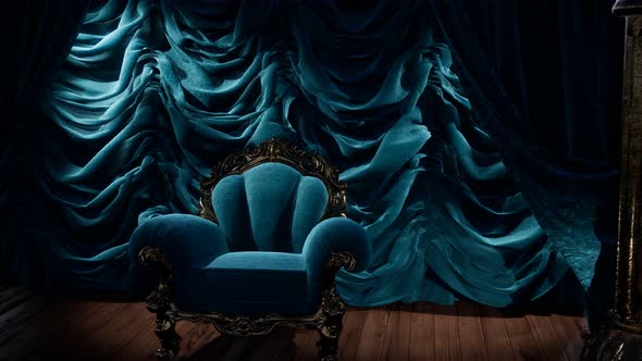 Luxurious Theater Curtain Stage with Chair alt