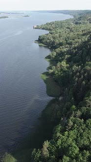 Vertical Video Aerial View of the Dnipro River  the Main River of Ukraine