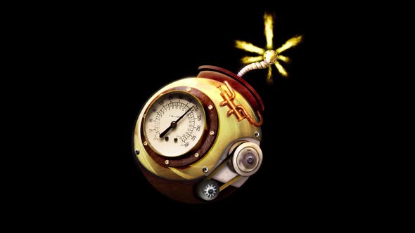 Animation Burning Wike Bomb Fuse,  With Clockwork Time Bomb