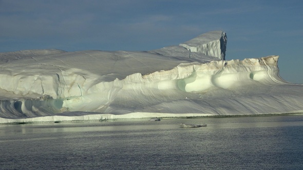Icebergs and global warming. Greenland Melting Water. Arctic Ice Nature Landscape of Climate Change.