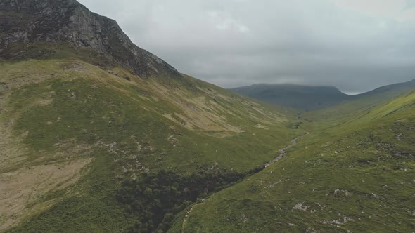 Green Grass Mountain Ranges Aerial