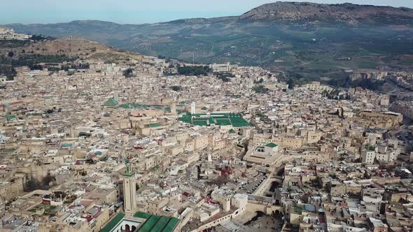 Aerial View of Old Medina in Fes, Morocco