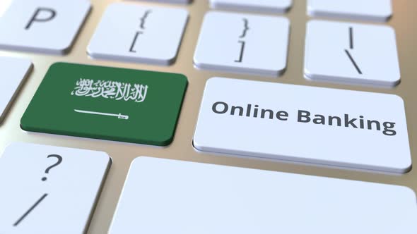 Online Banking Text and Flag of Saudi Arabia on the Keyboard alt