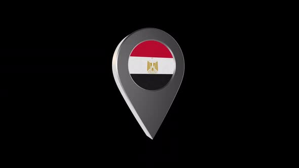 3d Animation Map Navigation Pointer With Egypt Flag With Alpha Channel  - 2K