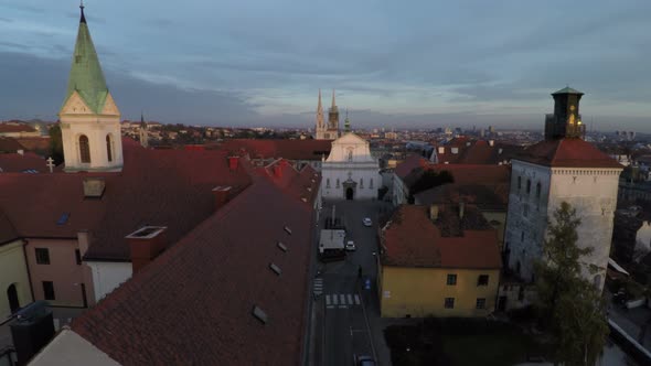 Aerial view of city buildings