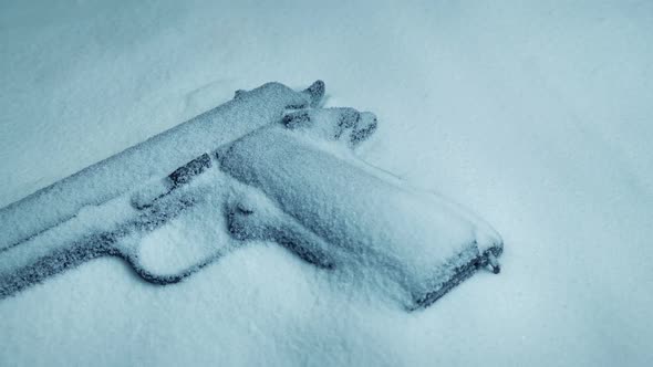 Gun In The Snow Moving Shot