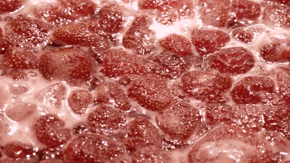 Boiling Homemade Strawberry Jam