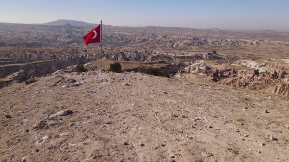 Aerial View Flag Turkey Cappadocia