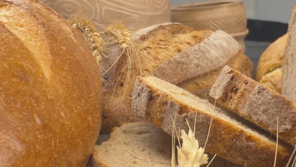 Wheat Bread and Wheat Ears to the Clay Pots