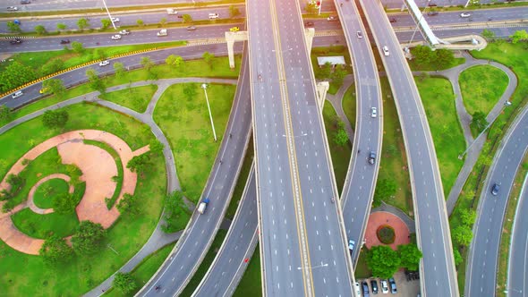 4K footage : aerial view from a drone flying over expressway alt