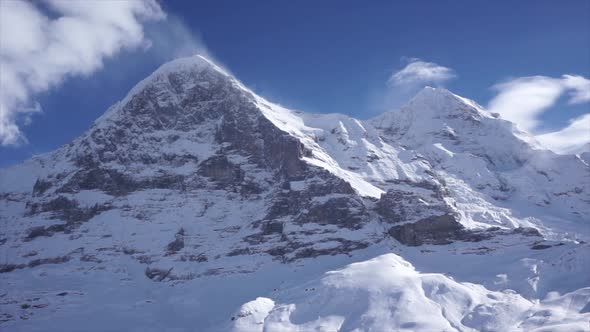 ski area in the Swiss alps with people and chairlifts in the winter ski area of ​​Beckenried