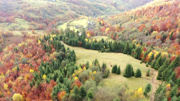 Fly Over Landscapes of Green Hills Under a Layer of White and Fluffy Clouds