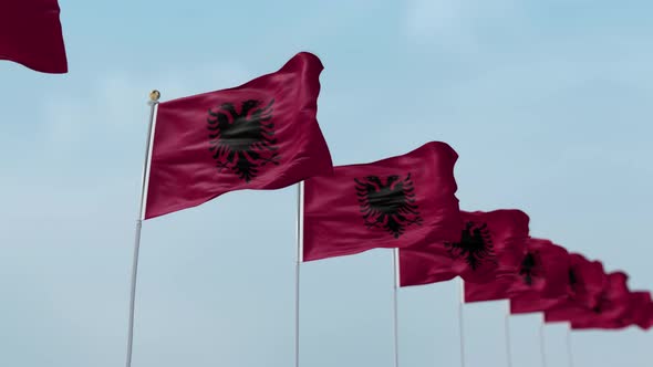 Albania  Row Of Flags 