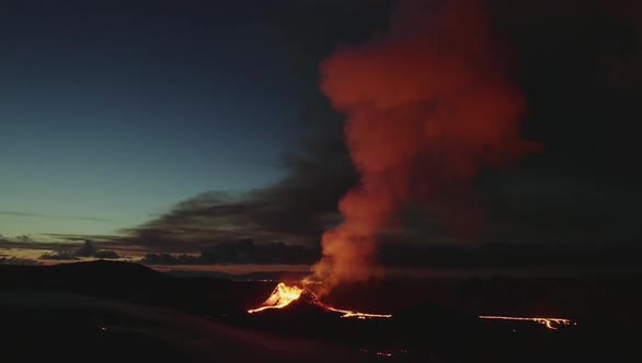 A Scenic Glimpse Thick Fog Coming From Fagradalsfjall Volcano