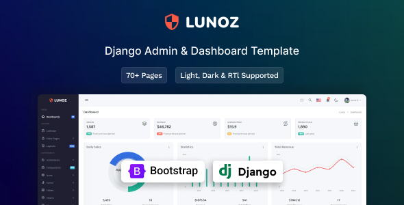 Lunoz – Django Admin & Dashboard Template – 0 Sold!