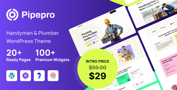 Pipepro – Handyman & Plumber WordPress Theme – 0 Sold!