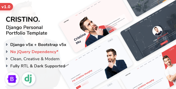 Cristino – Django Personal Portfolio Template – 0 Sold!