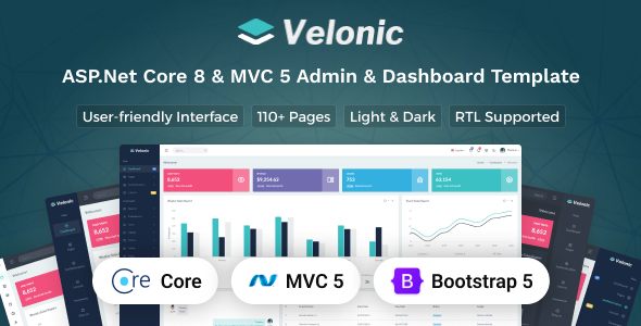 Velonic – ASP.Net Core & MVC 5 Admin & Dashboard Template – 0 Sold!