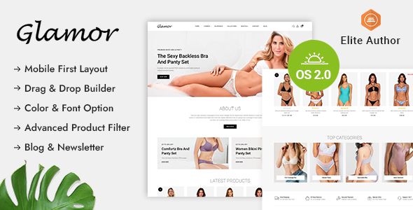 Glamor – Lingerie Fashion Store Shopify 2.0 Responsive Theme – 0 Sold!