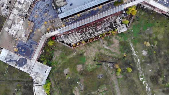 Aerial View on Old Abandoned Airport and Runaway