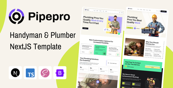 PipePro – Handyman & Plumber NextJS Template – 0 Sold!