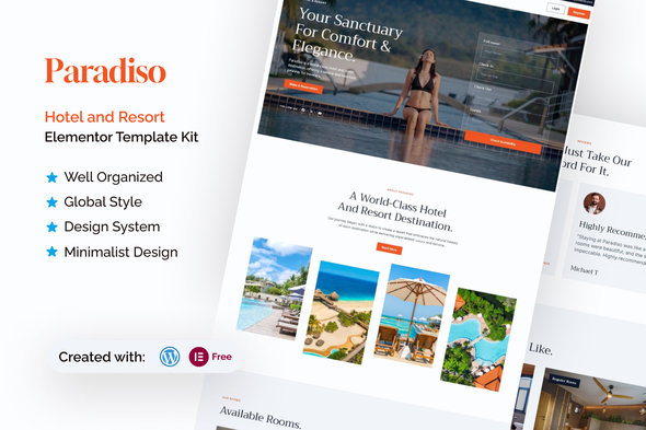 Paradiso - Hotel & Resort Elementor Template Kit