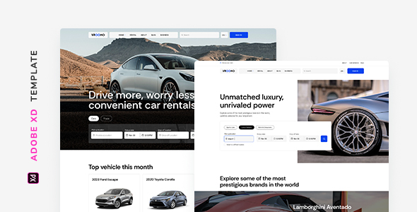 Vroomo – Car Rental Template for Adobe XD – 0 Sold!