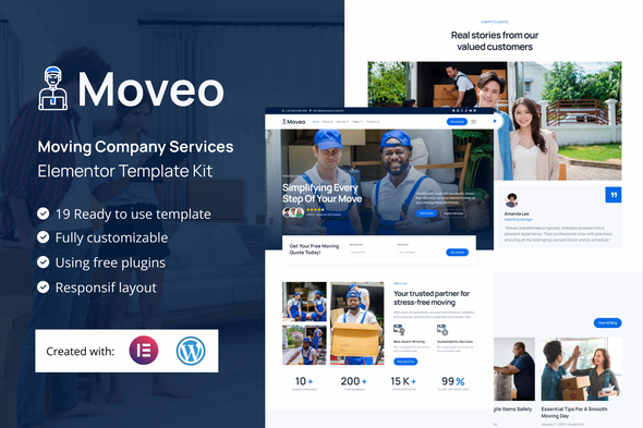 Moveo - Moving Company Services Elementor Template Kit