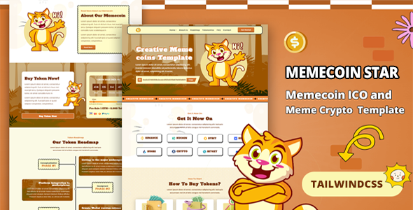 Memecoin Star – Tailwindcss Meme coin ICO & Crypto Template