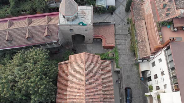 Aerial view of ancient basilic cathedral of Anchiskhati in Tbilisi, Georgia