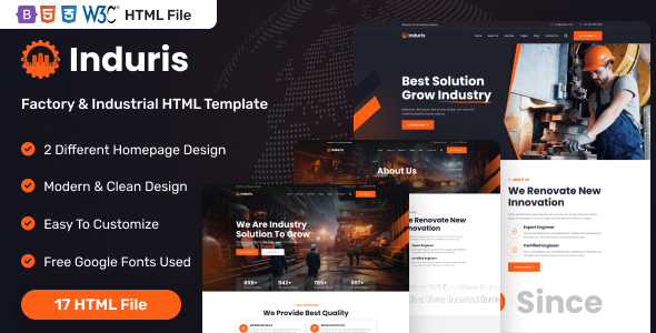 Induris – Factory & Industrial HTML Template – 0 Sold!